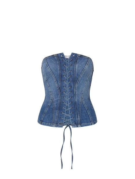 TOP CORSETTO IN DENIM DONNA BLU