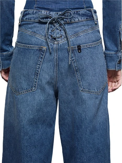 JEANS PALAZZO CON STRINGHE DONNA BLU