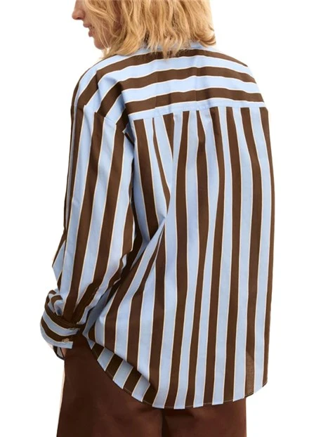 CAMICIA IN PURO COTONE CON STAMPA A RIGHE DONNA AZZURRO