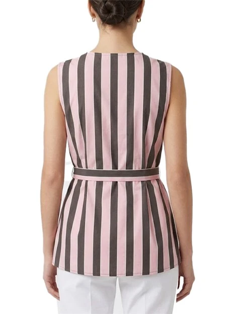 TOP IN MUSSOLA DI COTONE STAMPATA CON BOTTONI A VISTA DONNA ROSA