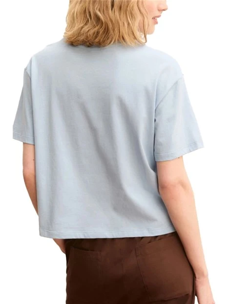 T-SHIRT MANICA CORTA IN JERSEY DI PURO COTONE  LINEA BOXY DONNA AZZURRO