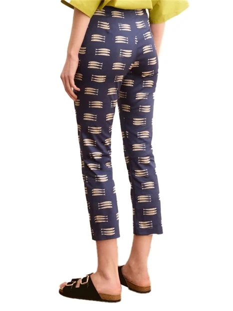 PANTALONI CROPPED ADERENTI IN RASO DI COTONE DONNA BLU