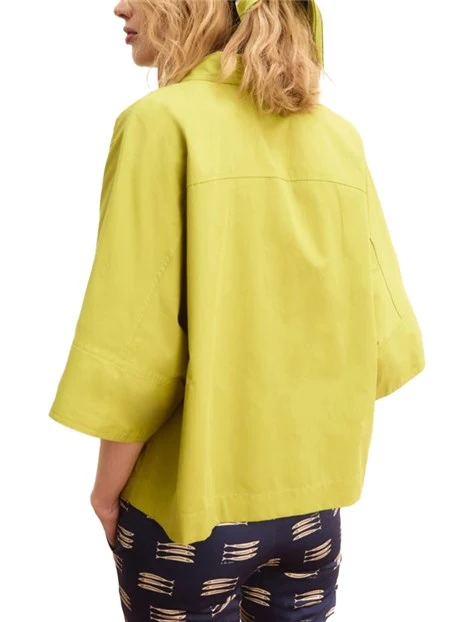 CAMICIA MANICA TRE QUARTI A KIMONO IN COTONE DONNA VERDE