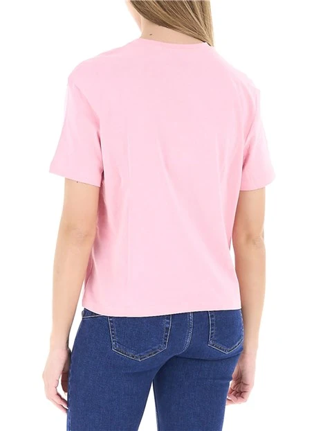 T-SHIRT MANICA CORTA IN JERSEY DI PURO COTONE  LINEA BOXY DONNA ROSA