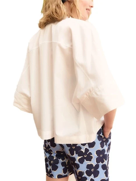 CAMICIA MANICA TRE QUARTI A KIMONO IN COTONE DONNA BIANCO