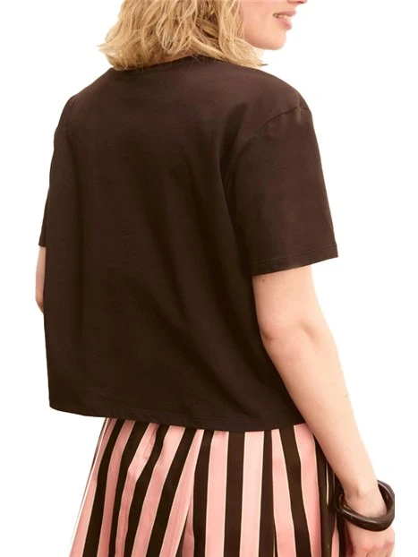 T-SHIRT MANICA CORTA IN JERSEY DI PURO COTONE  LINEA BOXY DONNA MARRONE