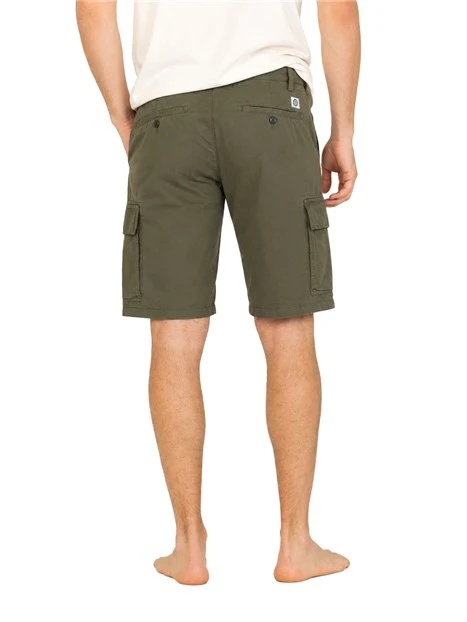 BERMUDA IN COTONE STILE CARGO UOMO VERDE SCURO