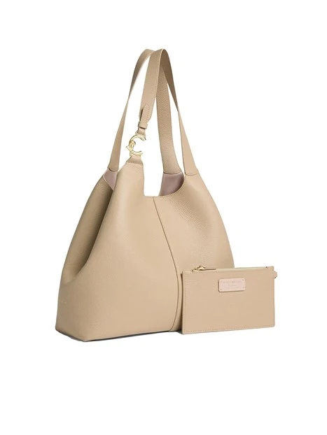 BORSA A SPALLA C-EASY LARGE E1SHA110101 DONNA ECRU