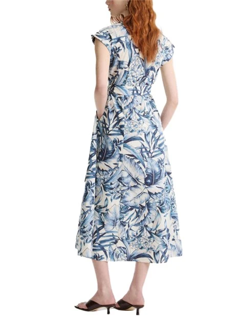 VESTITO CHEMISIER IN COTONE CON MAXI STAMPA DONNA AZZURRO