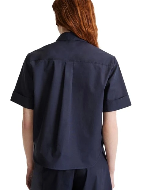 CAMICIA MANICA CORTA CON MANICA CORTA E RISVOLTO DONNA BLU