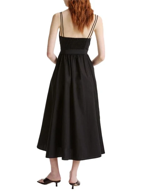 VESTITO LUNGO IN PURO COTONE CON SPALLINE SOTTILI DONNA NERO