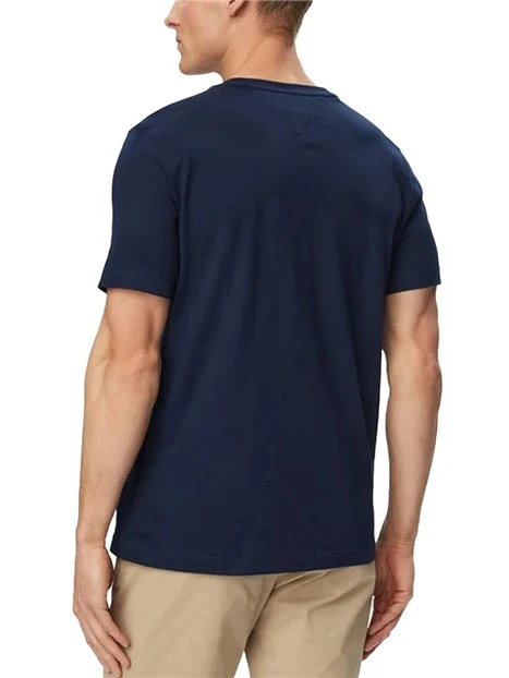 T-SHIRT IN JESERY DI PURO COTONE CON BANDIERINA RICAMATA UOMO BLU SCURO