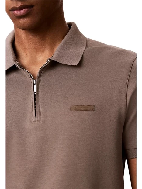 POLO SLIM COLLO CON ZIP UOMO TORTORA