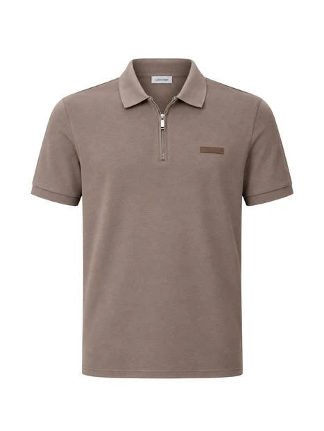 POLO SLIM COLLO CON ZIP UOMO TORTORA