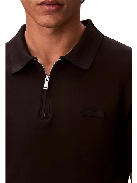 POLO MANICA CORTA SLIM COLLO CON ZIP UOMO NERO