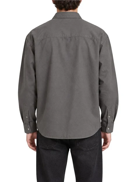 GIACCA CAMICIA IN COTONE E LINO UOMO GRIGIO