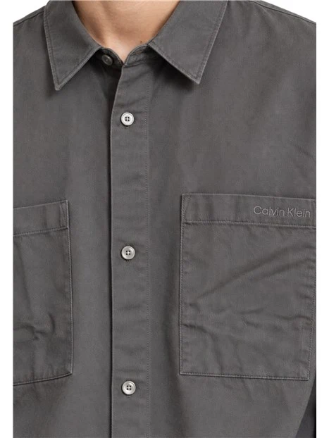 GIACCA CAMICIA IN COTONE E LINO UOMO GRIGIO