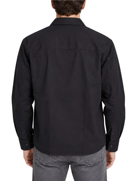 GIACCA CAMICIA IN COTONE E LINO UOMO NERO