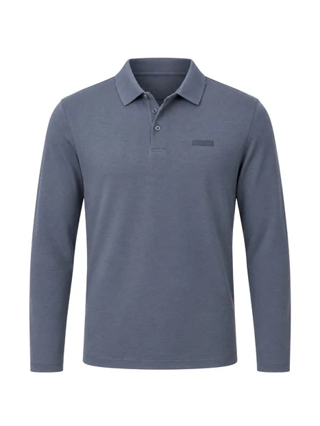 POLO MANICA LUNGA SLIM UOMO BLU