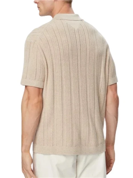 CAMICIA MANICA CORTA PUNTELLATA UOMO BEIGE