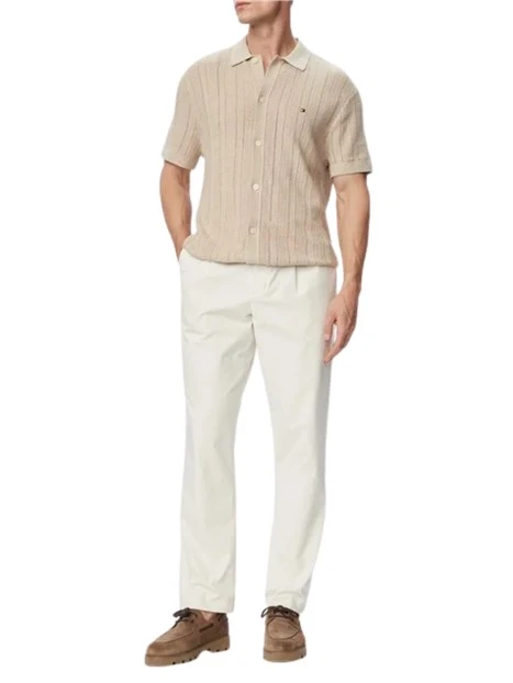 CAMICIA MANICA CORTA PUNTELLATA UOMO BEIGE