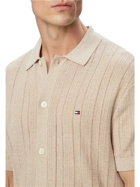 CAMICIA MANICA CORTA PUNTELLATA UOMO BEIGE