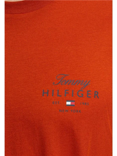 T-SHIRT MANICHE CORTE GIROCOLLO CON LOGO A CONTRASTO UOMO ARANCIONE