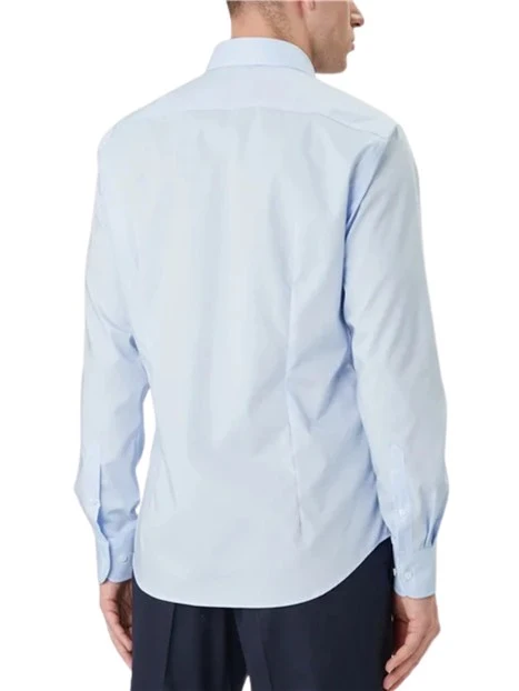 CAMICIA ELEGANTE NON IRON CON LOGO RICAMATO UOMO AZZURRO