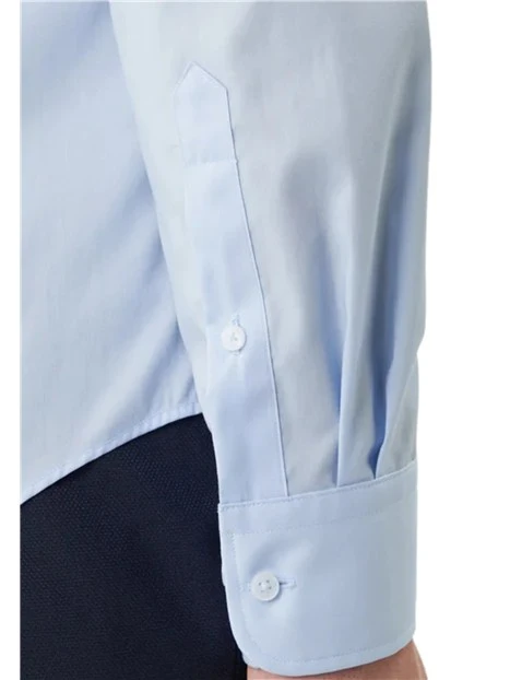 CAMICIA ELEGANTE NON IRON CON LOGO RICAMATO UOMO AZZURRO