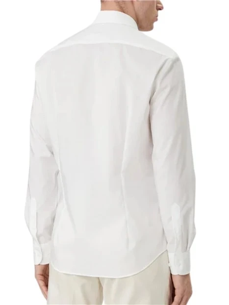 CAMICIA ELEGANTE NON IRON CON LOGO RICAMATO UOMO BIANCO