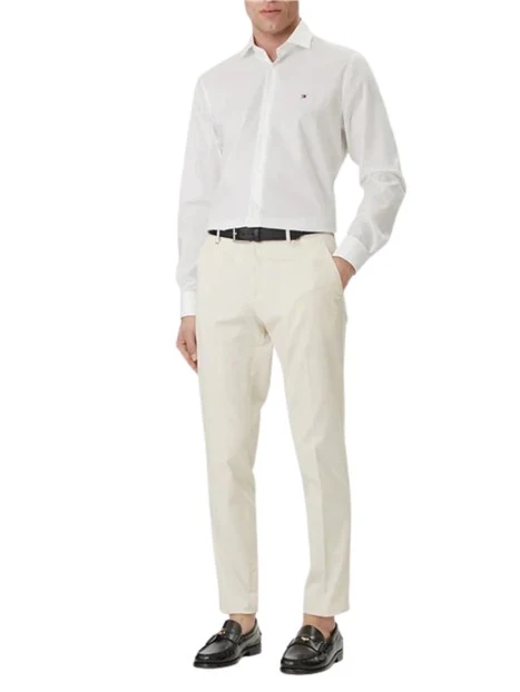 CAMICIA ELEGANTE NON IRON CON LOGO RICAMATO UOMO BIANCO