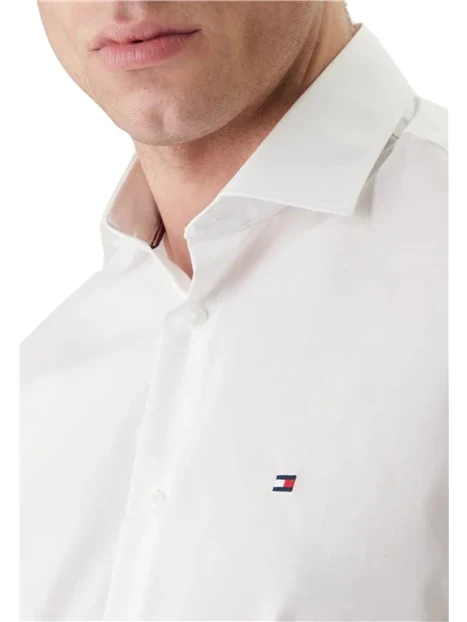 CAMICIA ELEGANTE NON IRON CON LOGO RICAMATO UOMO BIANCO