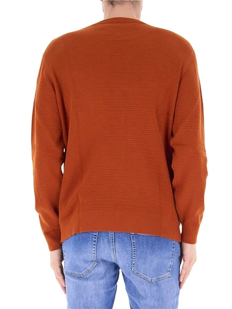 MAGLIA GIROCOLLO LAVORATA CON LOGO UOMO ARANCIONE