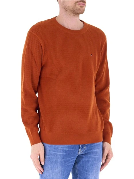 MAGLIA GIROCOLLO LAVORATA CON LOGO UOMO ARANCIONE