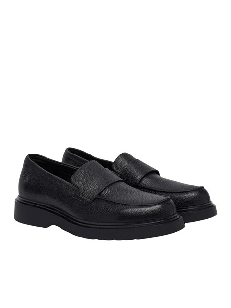 MOCASSINI CHUNKY IN PELLE FIORE UOMO NERO