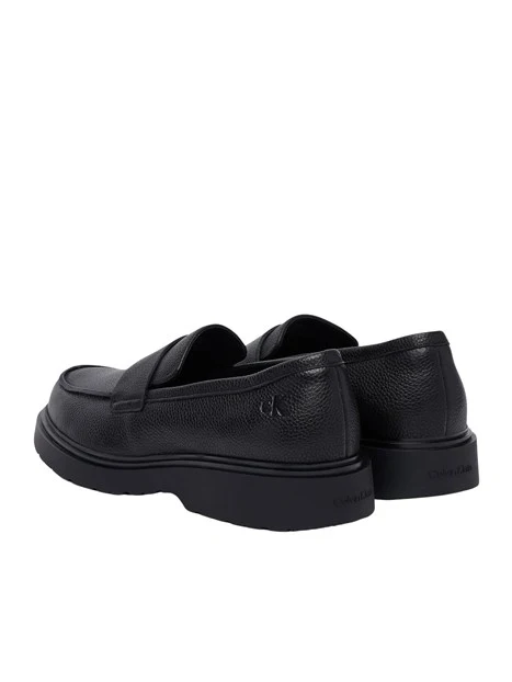 MOCASSINI CHUNKY IN PELLE FIORE UOMO NERO