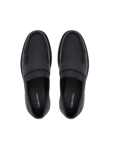 MOCASSINI CHUNKY IN PELLE FIORE UOMO NERO