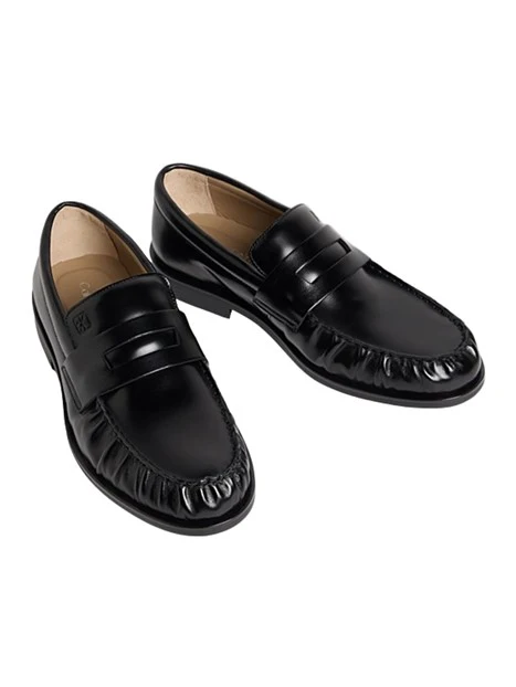 MOCASSINI PENNY LOAFER IN NAPPA CON PUNTA ARRICCIATA UOMO NERO