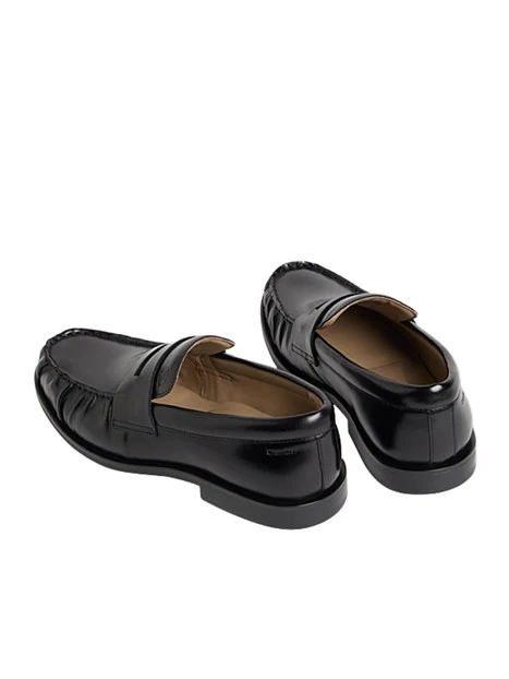 MOCASSINI PENNY LOAFER IN NAPPA CON PUNTA ARRICCIATA UOMO NERO