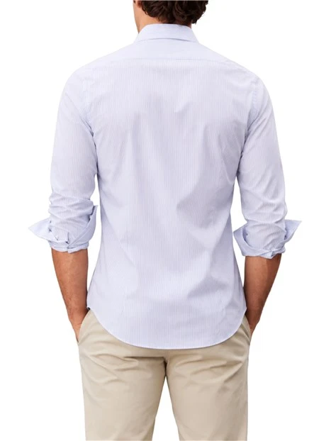 CAMICIA CASUAL SLIM FIT IN POPELINE DI COTONE A RIGHE UOMO BLU