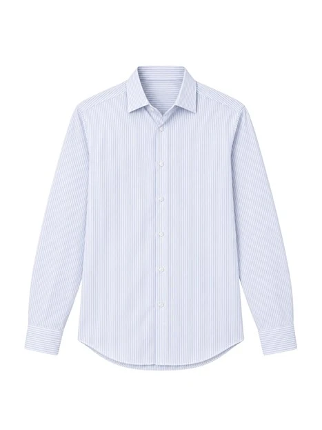 CAMICIA CASUAL SLIM FIT IN POPELINE DI COTONE A RIGHE UOMO BLU