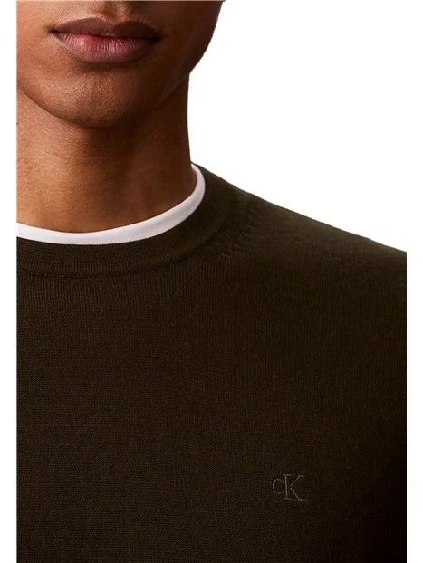 MAGLIA GIROCOLLO LV04LB305G IN PURA LANA MERINO UOMO VERDE