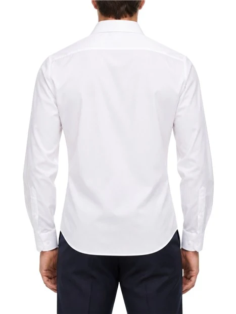 CAMICIA ELEGANTE CON BANDIERINA RICAMATA UOMO BIANCO