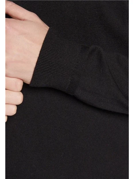 MAGLIA CON COLLO ALTO E MEZZA ZIP UOMO NERO