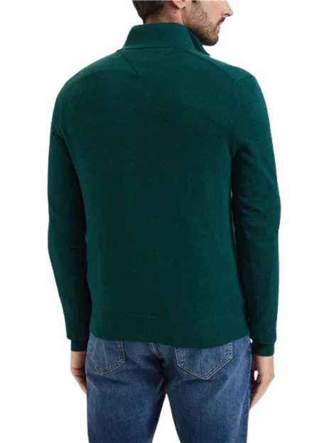 MAGLIA CON COLLO ALTO E MEZZA ZIP UOMO VERDE