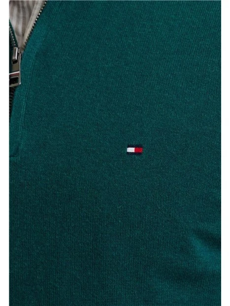 MAGLIA CON COLLO ALTO E MEZZA ZIP UOMO VERDE