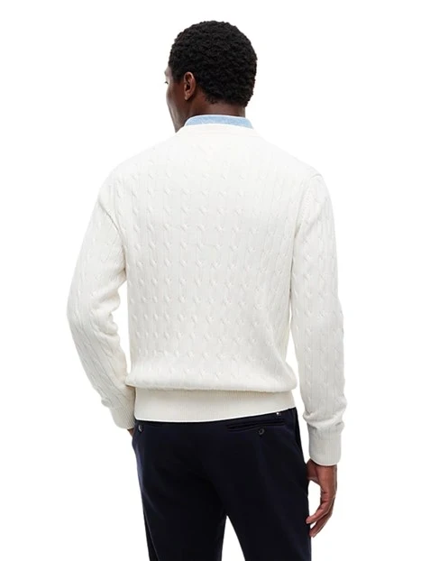MAGLIA GIROCOLLO CON LAVORAZIONE A TRECCE UOMO AVORIO