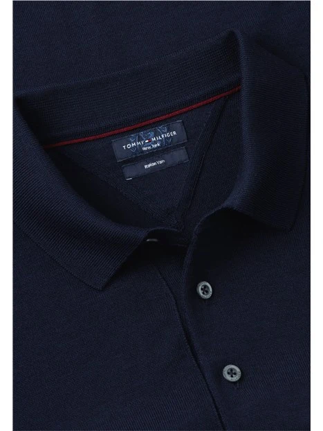 POLO MANICA LUNGA IN LANA PURA UOMO BLU