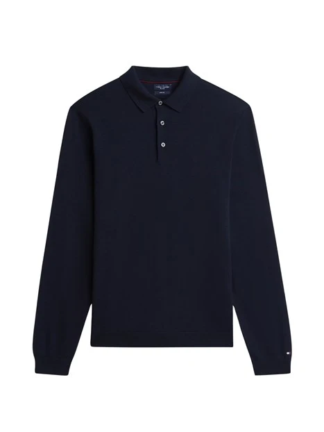 POLO MANICA LUNGA IN LANA PURA UOMO BLU