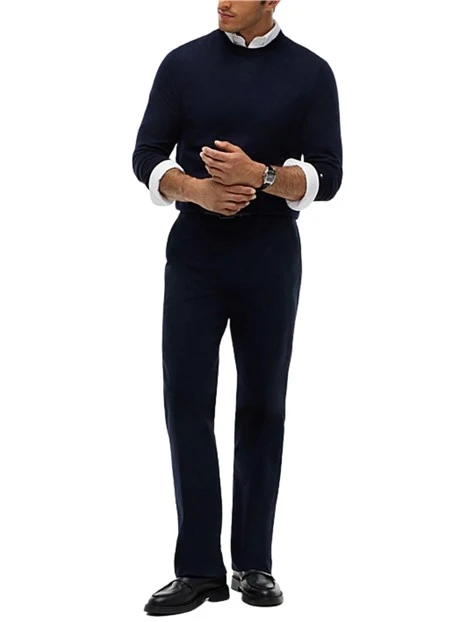 MAGLIA GIROCOLLO IN LANA UOMO BLU SCURO